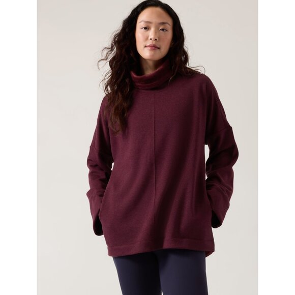 Athleta Tops - *Athleta Cozy Karma Funnel Neck Sweatshirt Womens M Burgundy Athleisure Corpcore